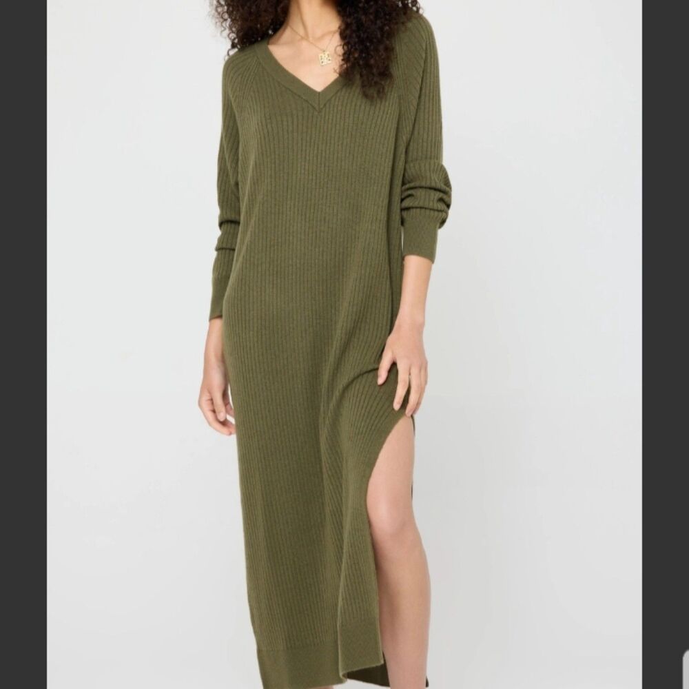 Spiritual Gangster Reva Luxe Maxi Sweater Dress Green Small
